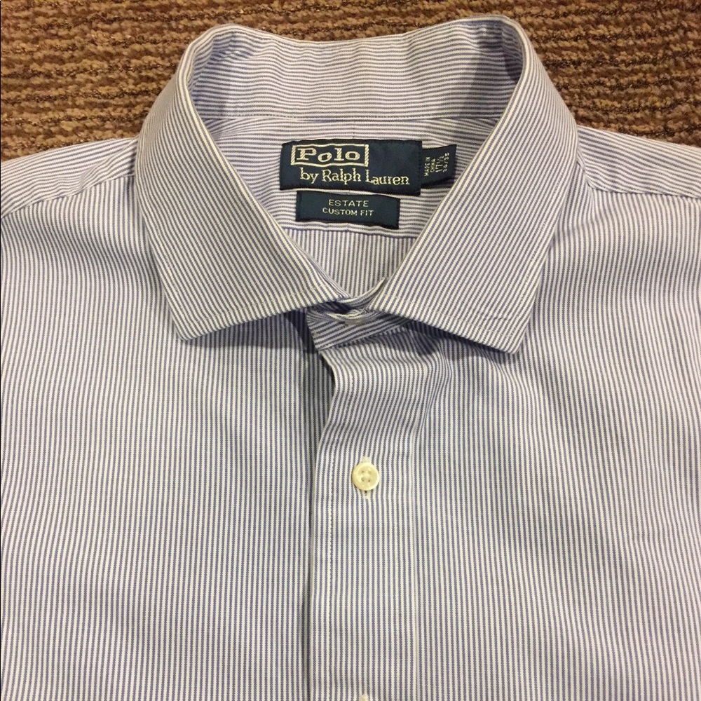 Blue and white striped Ralph Lauren dress shirt